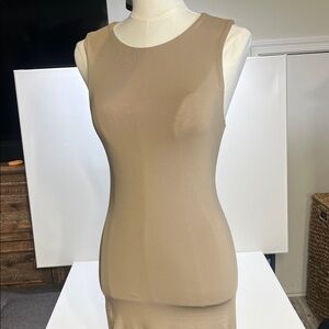 Elegant Tan Sleeveless Dress